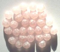 25 8mm Faceted Coated Frosted Pink Firepolish Beads